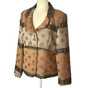 Vintage Courtenay Tapestry Blazer Fall Floral Jacquard Jacket Sz 12